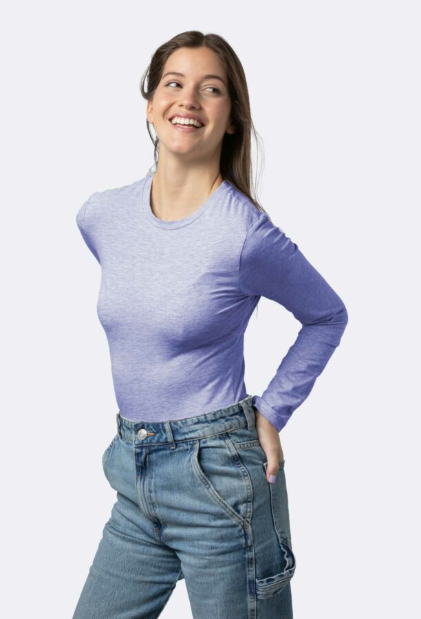 Womens Basic Round Long Sleeves Undershirt - Image 3