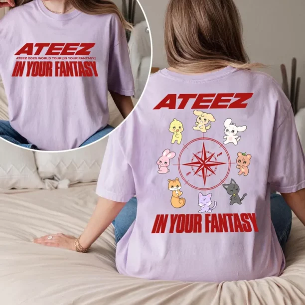 Ateez World Tour In Fantasy Shirt, Ateez Golden Hour Shirt, Ateez Member Aniteez Shirt, Ateez World Tour 2025 Shirt - Image 2