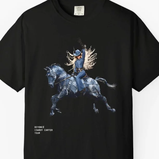 Beyoncé Cowboy Denim Carter Tour Tee, Beyhive Fan Shirt, Chardoneigh Horse, Concert Outfit